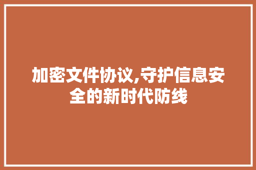 加密文件协议,守护信息安全的新时代防线 百度SEO