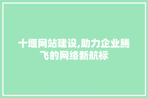 十堰网站建设,助力企业腾飞的网络新航标 百度SEO