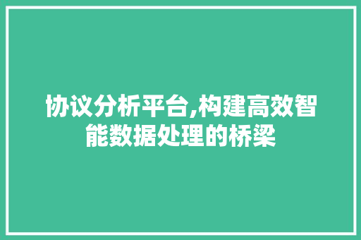 协议分析平台,构建高效智能数据处理的桥梁 百度SEO