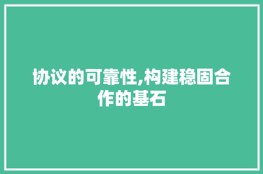 协议的可靠性,构建稳固合作的基石 GoogleSEO