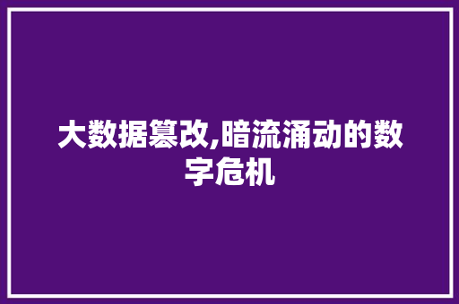 大数据篡改,暗流涌动的数字危机