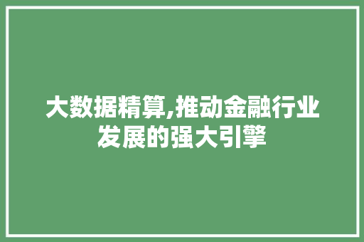 大数据精算,推动金融行业发展的强大引擎 百度SEO