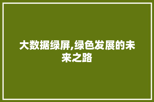 大数据绿屏,绿色发展的未来之路 必应SEO