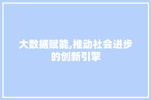 大数据赋能,推动社会进步的创新引擎 GoogleSEO
