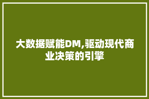 大数据赋能DM,驱动现代商业决策的引擎