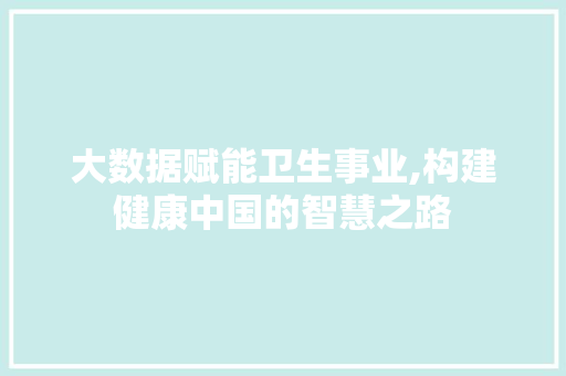 大数据赋能卫生事业,构建健康中国的智慧之路 百度SEO