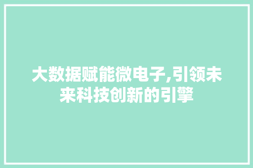 大数据赋能微电子,引领未来科技创新的引擎 GoogleSEO