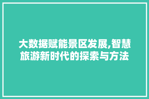 大数据赋能景区发展,智慧旅游新时代的探索与方法 神马SEO