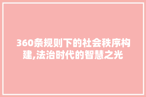 360条规则下的社会秩序构建,法治时代的智慧之光