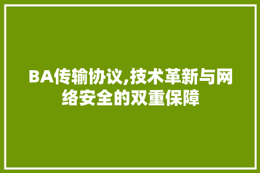 BA传输协议,技术革新与网络安全的双重保障 百度SEO