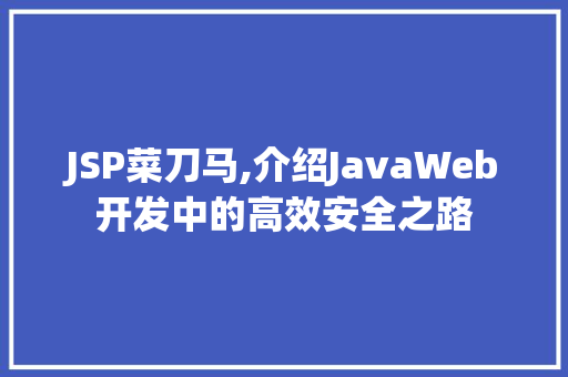 JSP菜刀马,介绍JavaWeb开发中的高效安全之路 百度SEO
