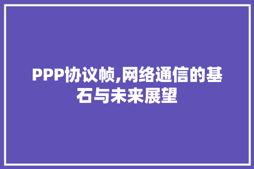PPP协议帧,网络通信的基石与未来展望 百度SEO