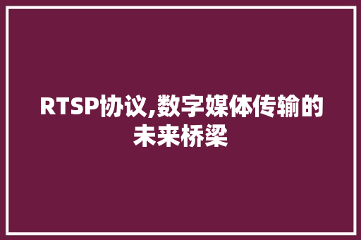 RTSP协议,数字媒体传输的未来桥梁 GoogleSEO