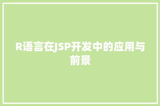 R语言在JSP开发中的应用与前景 百度SEO