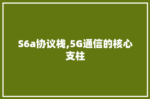 S6a协议栈,5G通信的核心支柱 百度SEO