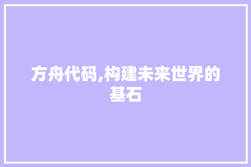 方舟代码,构建未来世界的基石