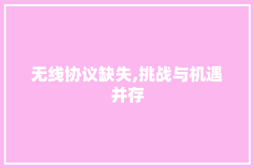 无线协议缺失,挑战与机遇并存 神马SEO