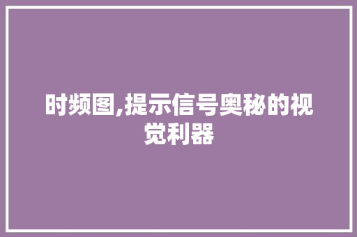 时频图,提示信号奥秘的视觉利器 百度SEO