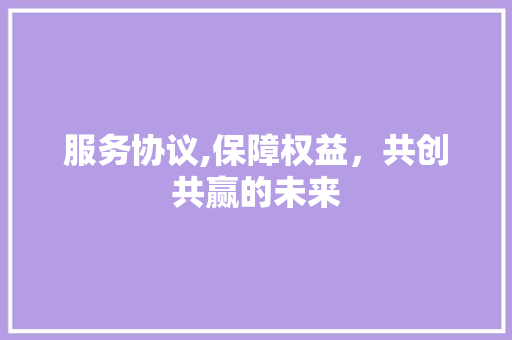 服务协议,保障权益，共创共赢的未来