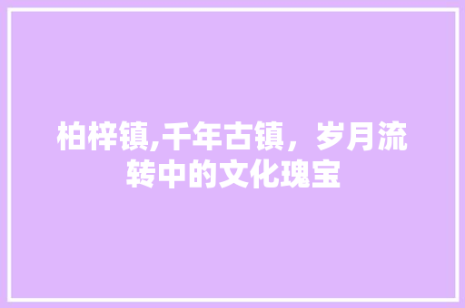 柏梓镇,千年古镇，岁月流转中的文化瑰宝 神马SEO
