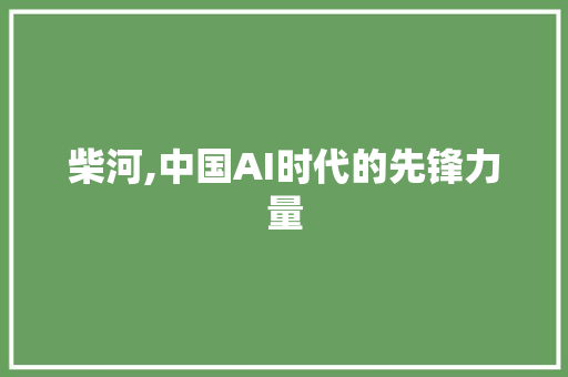 柴河,中国AI时代的先锋力量 百度SEO