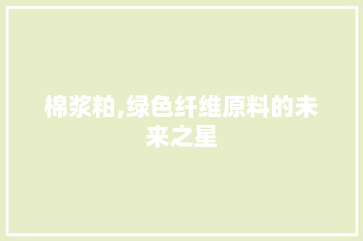 棉浆粕,绿色纤维原料的未来之星 GoogleSEO