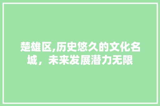 楚雄区,历史悠久的文化名城，未来发展潜力无限 搜狗SEO