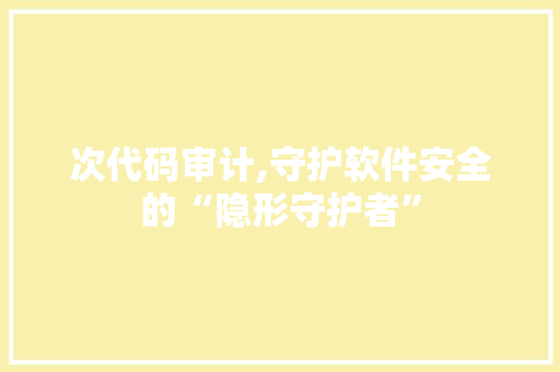 次代码审计,守护软件安全的“隐形守护者” 必应SEO