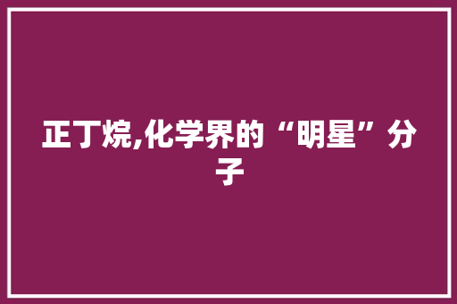 正丁烷,化学界的“明星”分子 神马SEO