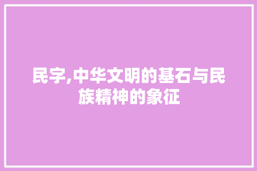 民字,中华文明的基石与民族精神的象征 必应SEO