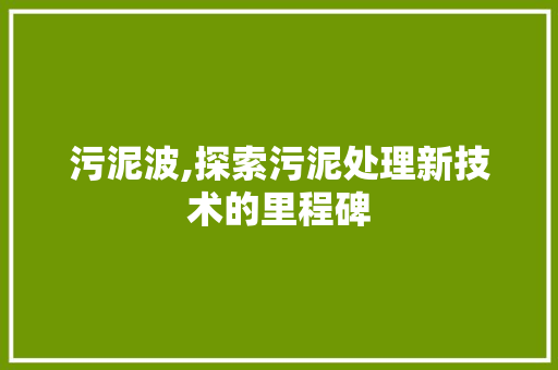 污泥波,探索污泥处理新技术的里程碑 百度SEO