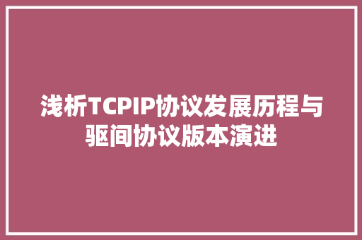 浅析TCPIP协议发展历程与驱间协议版本演进