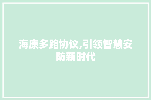 海康多路协议,引领智慧安防新时代 神马SEO