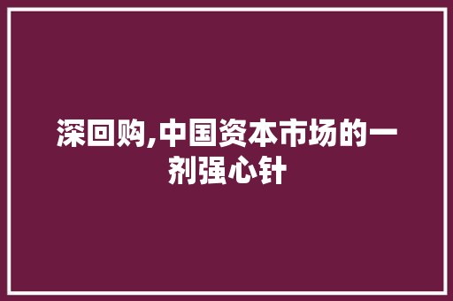 深回购,中国资本市场的一剂强心针