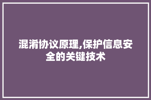 混淆协议原理,保护信息安全的关键技术 必应SEO
