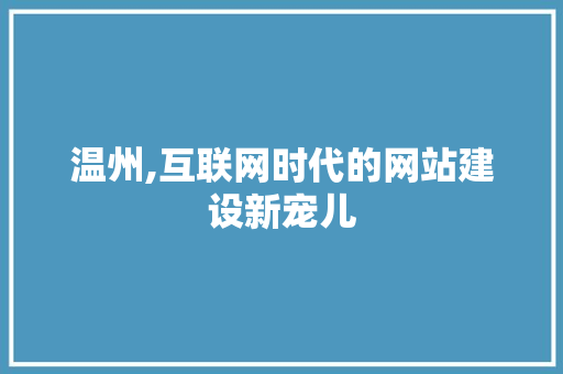 温州,互联网时代的网站建设新宠儿 GoogleSEO
