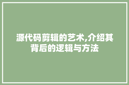 源代码剪辑的艺术,介绍其背后的逻辑与方法 GoogleSEO