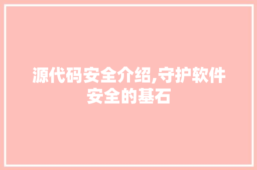源代码安全介绍,守护软件安全的基石 搜狗SEO