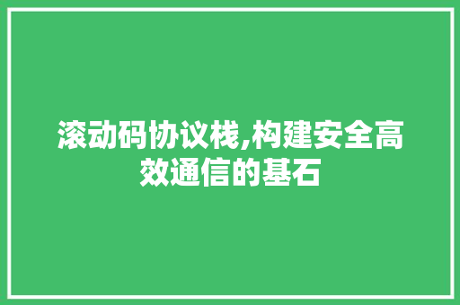 滚动码协议栈,构建安全高效通信的基石 搜狗SEO