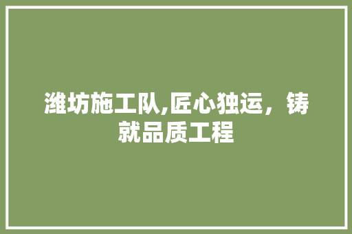 潍坊施工队,匠心独运，铸就品质工程 GoogleSEO