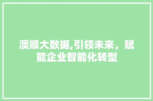 澳顺大数据,引领未来，赋能企业智能化转型 GoogleSEO