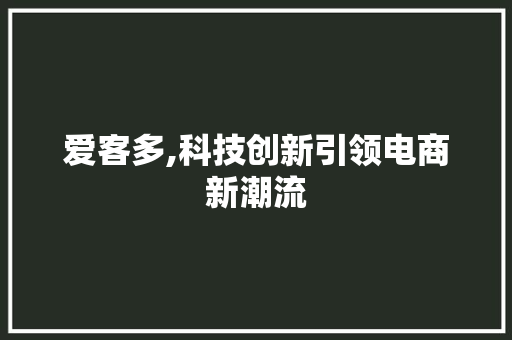 爱客多,科技创新引领电商新潮流 GoogleSEO