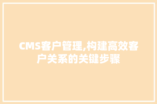 CMS客户管理,构建高效客户关系的关键步骤 必应SEO