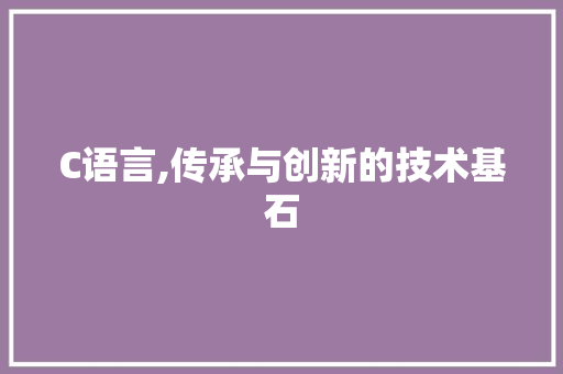 C语言,传承与创新的技术基石 神马SEO