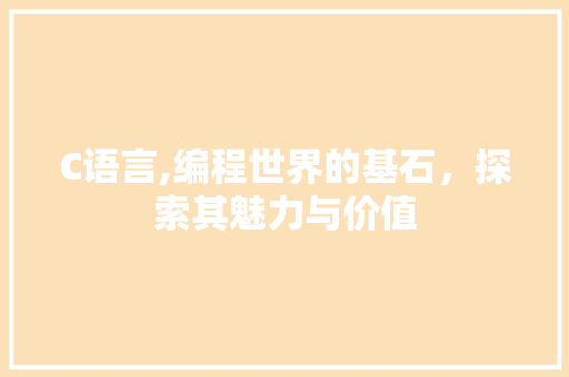 C语言,编程世界的基石，探索其魅力与价值 GoogleSEO