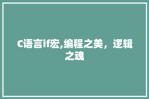 C语言if宏,编程之美，逻辑之魂 必应SEO