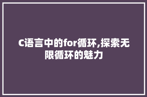 C语言中的for循环,探索无限循环的魅力 GoogleSEO