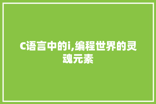 C语言中的i,编程世界的灵魂元素