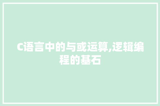 C语言中的与或运算,逻辑编程的基石 必应SEO