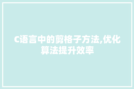 C语言中的剪格子方法,优化算法提升效率 必应SEO